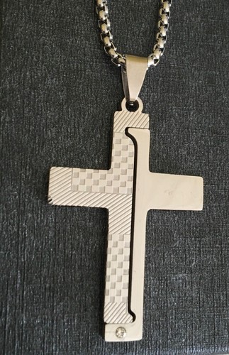 Cruz Cristiana, Alta Pulida y Cepillada Acero Inoxidable Reversible