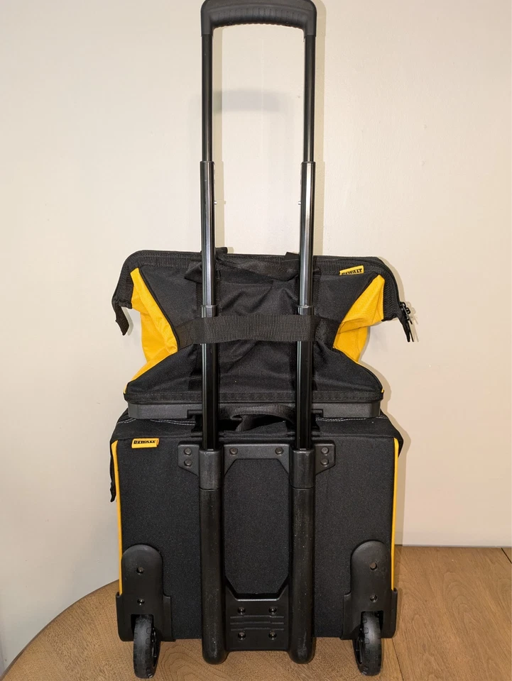 DEWALT 2-Piece Large Rolling Stackable Heavy Duty Tool Bags & Telescoping Handle - Image 3 of 4