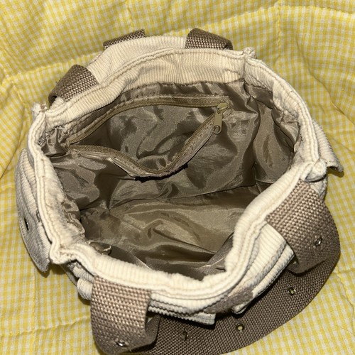 Womens Y2K Corduroy Mini Bag Tan Buckle Belt Strap Utility Grunge Indie Preppy - Picture 4 of 5