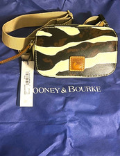 Dooney & Bourke Zebra Animal Print Small Crossbody Belt Bag Zip Beige Strap NWT