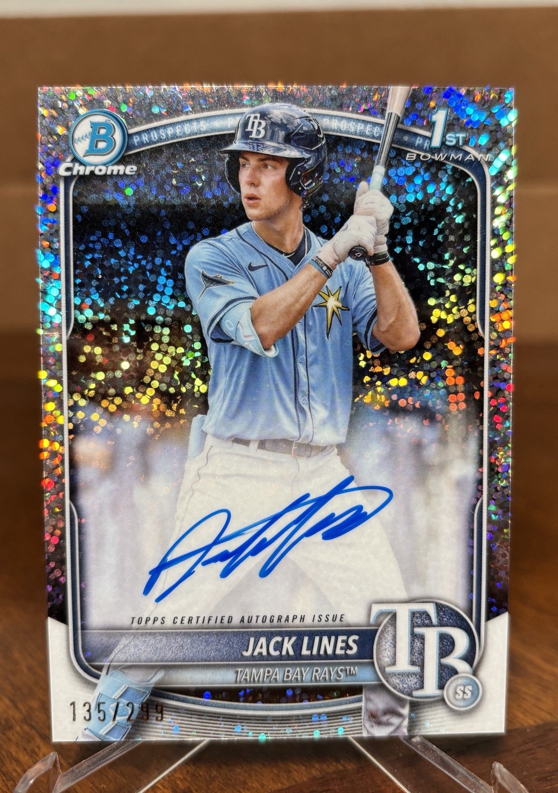 2025 Bowman Jack Lines Chrome Auto Speckle Refractor 1st #/299 Rays