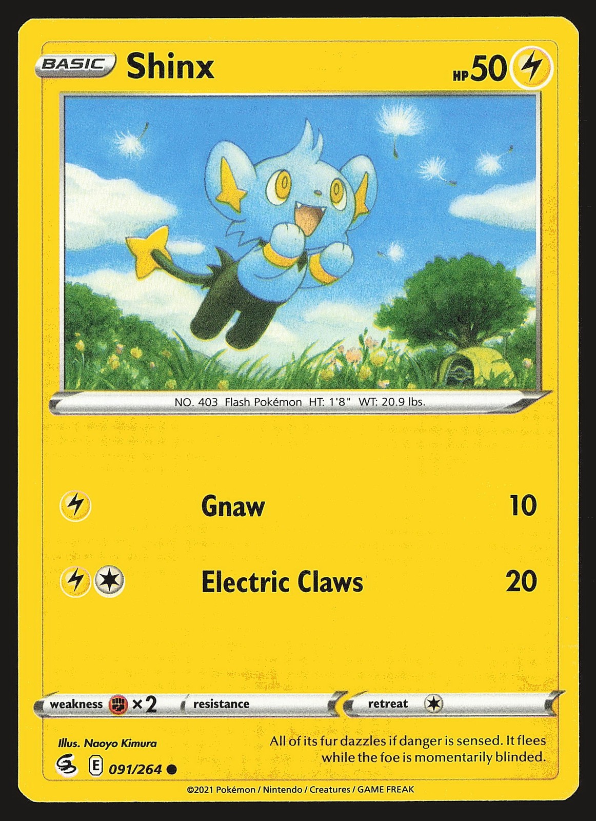 SWSH08: Fusion Strike Shinx #091/264 Common Pokemon Card