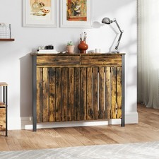 Large Radiator Cover with Drawers and Vertical Slats, Heating Cover Rustic Brown