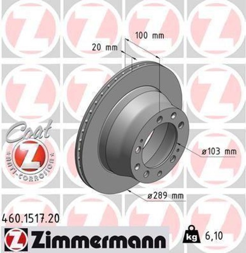 2 discos de freno Zimmermann Coat Z Ø289 mm traseros adecuados para Porsche 2.5 S 2.7 - Imagen 7 de 8