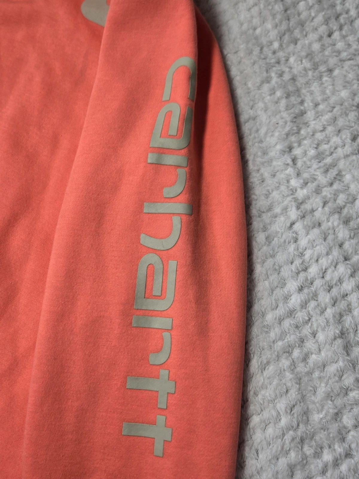 VETEMENTS Felpa donna Carhartt relaxed fit peso medio logo manica grafica con cappuccio grande pesca