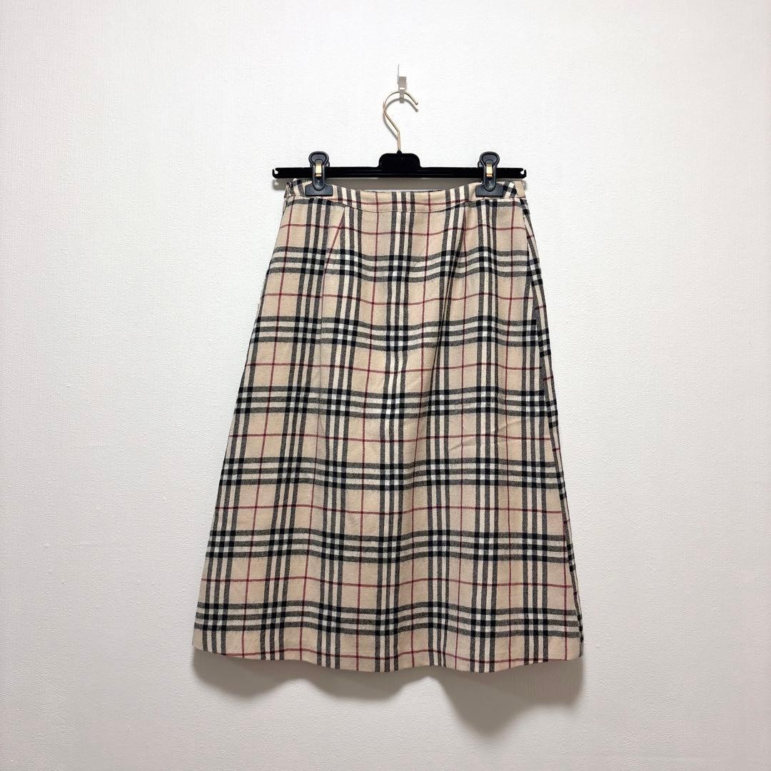 Women JP-size M Skirt Burberry Blue Label Plaid Pleated Skirt 38
