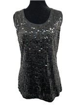 Verve Ami Top Womens Size Medium Black Sequin Glam Rock Punk Festival Concert