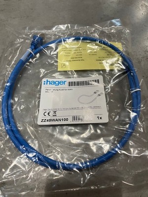 Hager ZZ45WAN100 Patchkabel mit 2x RJ45 Stecker Farbe blau, Länge 1 m 