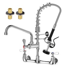 Commercial Wall Mount Sink Faucet Pre Rinse Sprayer TOLSUNY