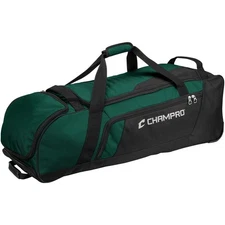 Forest Green Catchers Equipment Bag with Wheels Holds Gear and Bats