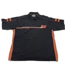 Vintage Harley Davidson Mens XL Polo Shirt Black Elegance Orange 2005 Motorcycle