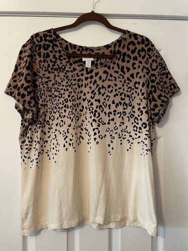 Zenergy by Chico's ombre cheetah print sequined Short sleeve t-shirt size 3-XL