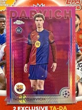 2024-25 Topps Chrome UEFA Noah Darvich Pink Refractor /175 RC #148 Rookie Card. rookie card picture
