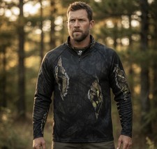 Mossy Oak Mens M Long Sleeve Shirt Hunting 1/4 Zip Lightweight Pullover
