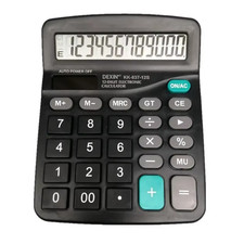 Desk Calculator, 12-Digit Solar Battery Office Calculator with Large LCD Display