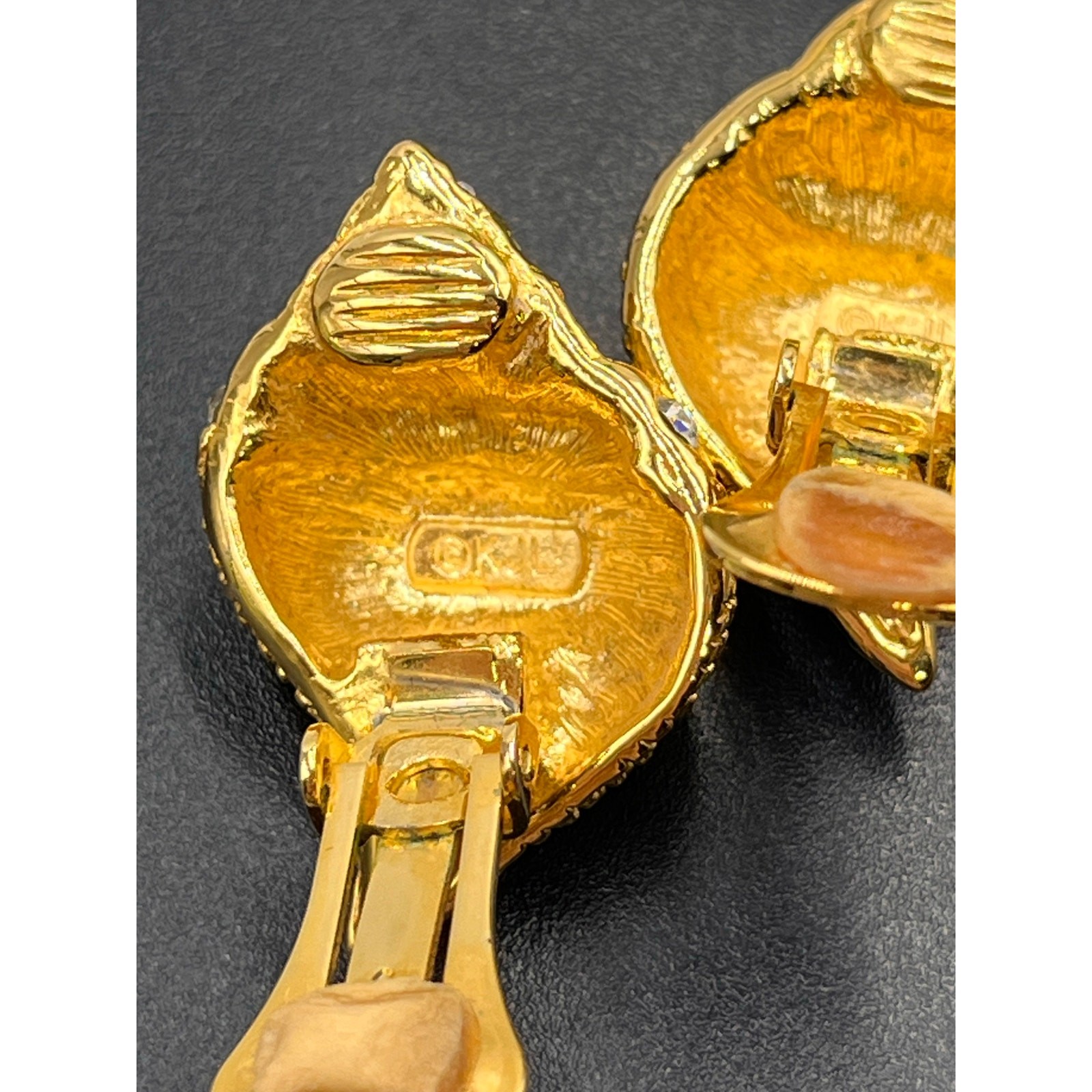 Kenneth Jay Lane KJL Vintage Gold Crystal Seashel… - image 7