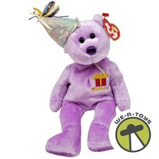 Ty Beanie Babies February the Birthday Bear with Hat Plush 2002