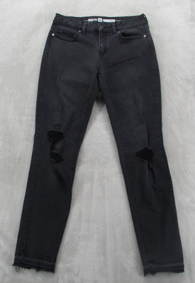 Route 66 Jeans Women's 8 Black RT66 Skinny Distressed Knees Raw Hem Denim