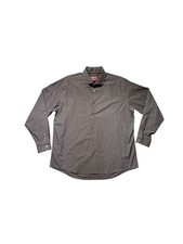 AWEARNESS Kenneth Cole Dress Shirt Slim Fit Gray Check Non-Iron Men 17.5 34/35