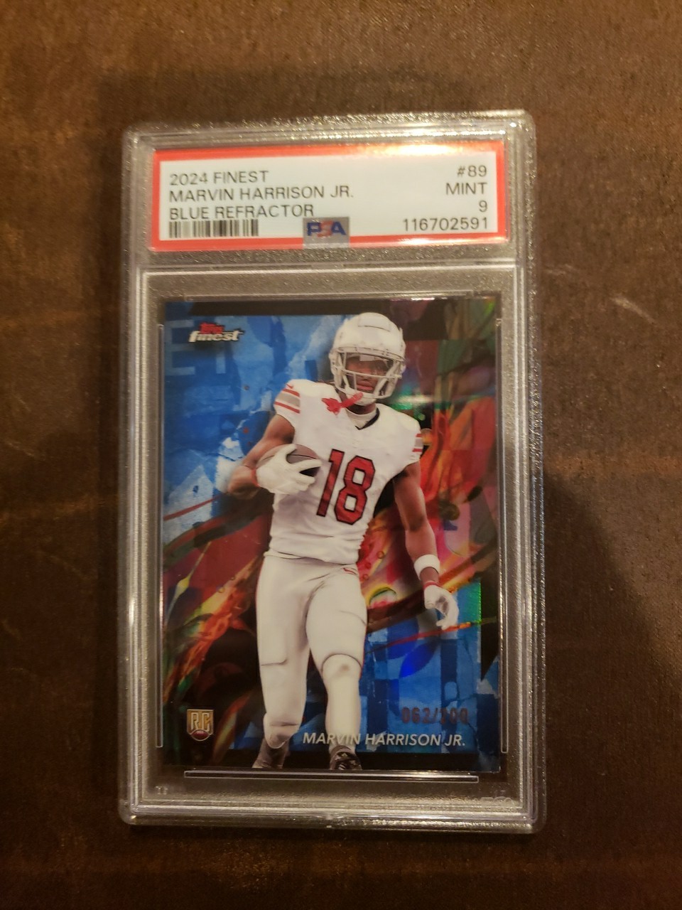 2024 Topps Finest - Common Marvin Harrison Jr. #89 Blue Refractor /200 (RC)