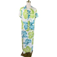 Tommy Bahama 100% Silk 2 Piece Hawaiian VINTAGE Sheath Dress Size Medium