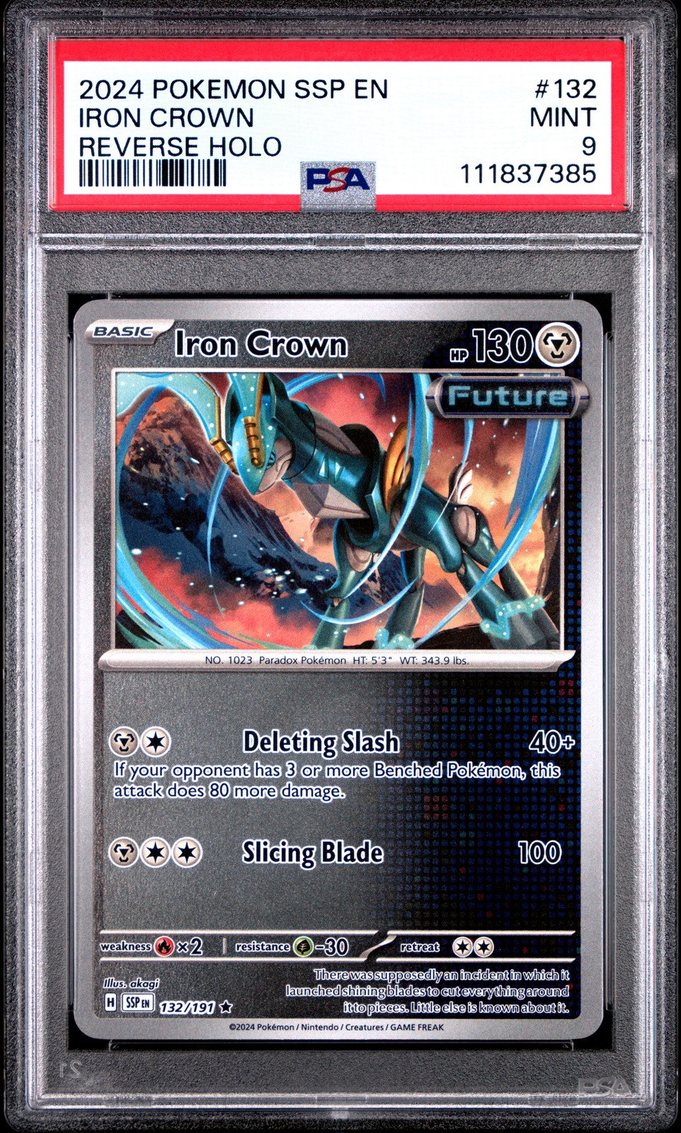 2024 POKEMON SSP EN-SURGING SPARKS REVERSE HOLO #132 IRON CROWN PSA 9