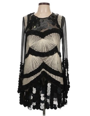 Avant Garde Sequin Dress L Black Sheer Mesh Editorial Christopher Kane Inspired