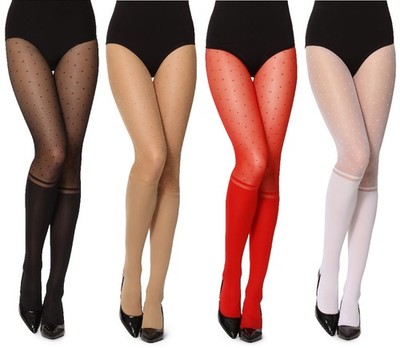 Merry Style Damen Strumpfhose 20 DEN Gepunktet gemustert In Overknee-Optik S-L