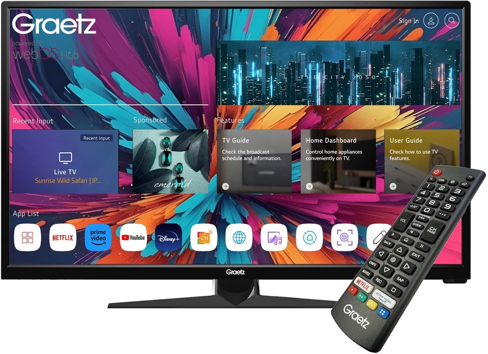 GRAETZ TV 32 POLLICI SMART LED HD GR32S1470 HDR10 WebOs 2.0 By LG BLUETOOTH 5.0