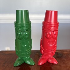 2 Crayola Crayon Sharpeners Binney  Smith 4 1/2" tall Red/Green Plastic Figure