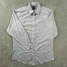 Jos. A Bank Travelers Collection Mens 17-33 Blue Check Long Sleeve Button Up