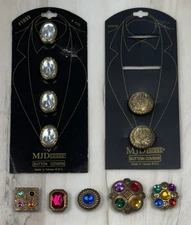 VTG 11pcs MJDesigns Brass Multicolor Rhinestone BUTTON COVERS #1033 #2000786 EUC