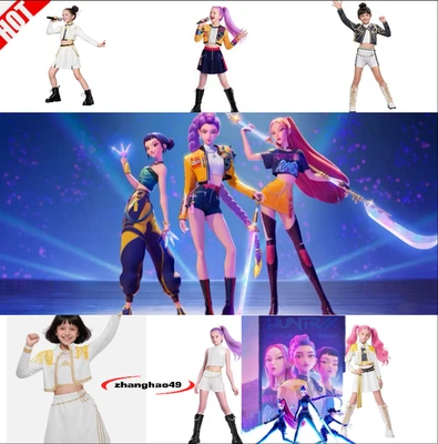 Kids Girls K-Pop Demon Hunters Costume Rumi Mira Zoey Cosplay Fancy Dress Outfit