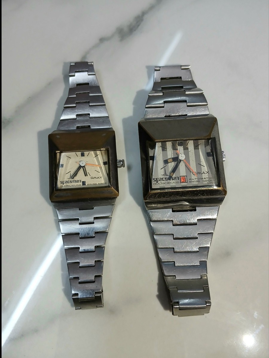 Rare Lot 2 Omax Spaceman Audacieuse & Avdacievse Automatic Swiss
