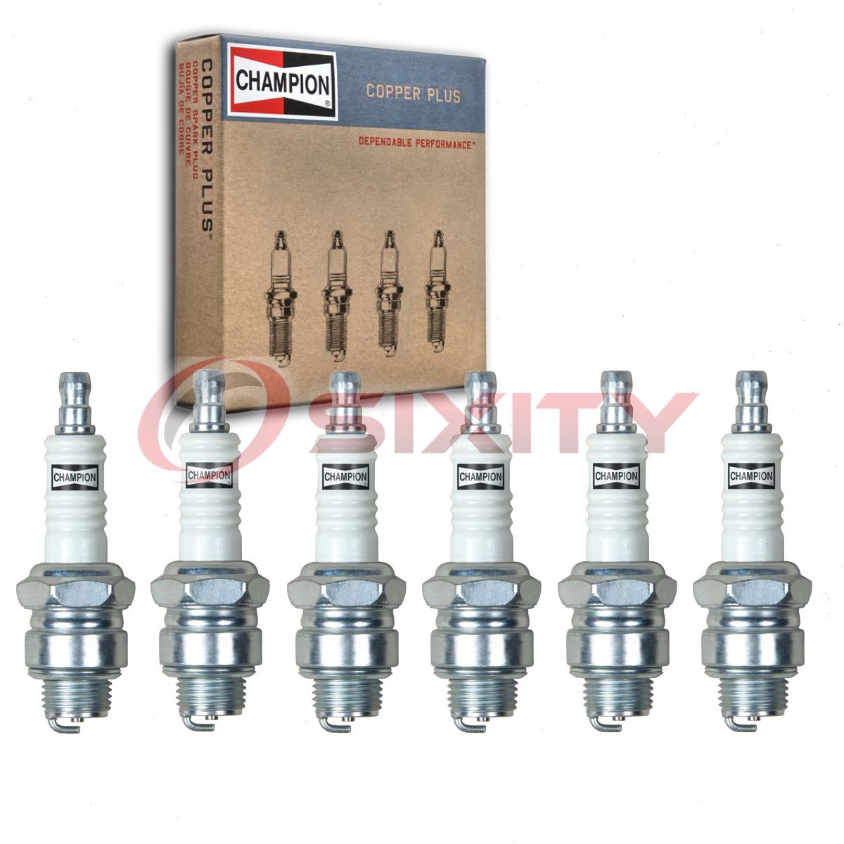 6 pc Champion Copper Plus Spark Plugs for 1958-1961 Chevrolet Impala 3.8L L6 ht