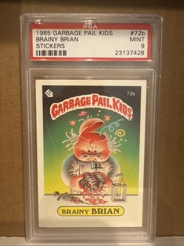 1985 Garbage Pail Kids Stickers Brainy Brian #72b PSA 9