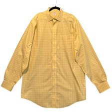 Brooks Brothers 346 Mens Yellow Graph Check Non-Iron Dress Shirt 17 36/37