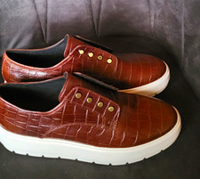 GEOX Sneaker Low Top Slip-On Kroko-Prägung Leder braun/weiß EU 40