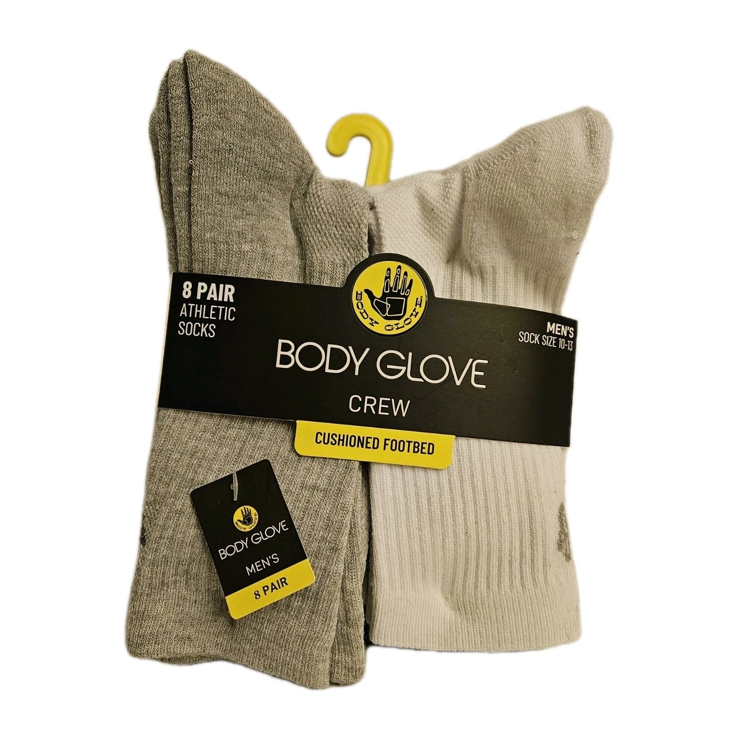 Mens Sz 10-13 Body Glove Designer 8 Pack Athletic Cushioned Crew Cut Socks Mixed