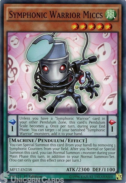 MP17-EN238 Symphonic Warrior Miccs Common 1st Edition Mint Yu-Gi-Oh! Card