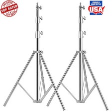 Stainless Steel Light Stands Adjustable Tripod 9.5ft Heavy Duty 2 Packs Sliver