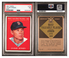 1961 TOPPS JACKIE JENSEN MVP BASEBALL CARD*# 476 PSA 7* NEAR MINT * AGG CARDS
