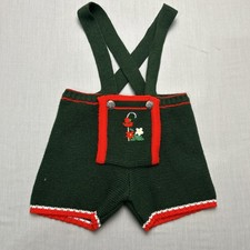 Vintage German Toddler Knit Short Overalls Bayer Textilfaser Embroidered