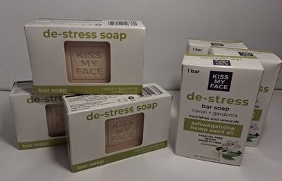 #ad de stress Bar Soap KISS MY FACE Neroli Gardenia Ashwagandha hemp 6 BARS TOTAL $25.79