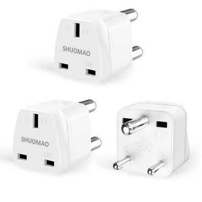 SHUOMAO 3er Pack UK auf Indien Stecker Adapter, Reise Netzteil weiß 