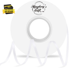 1/8 Inch White Double Faced Satin Ribbon - 50 Yards Variety of Color for Crafts