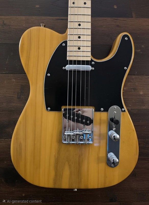 T Style 6-String Solid Body Electric Guitar Natural Maple Neck RH 21F