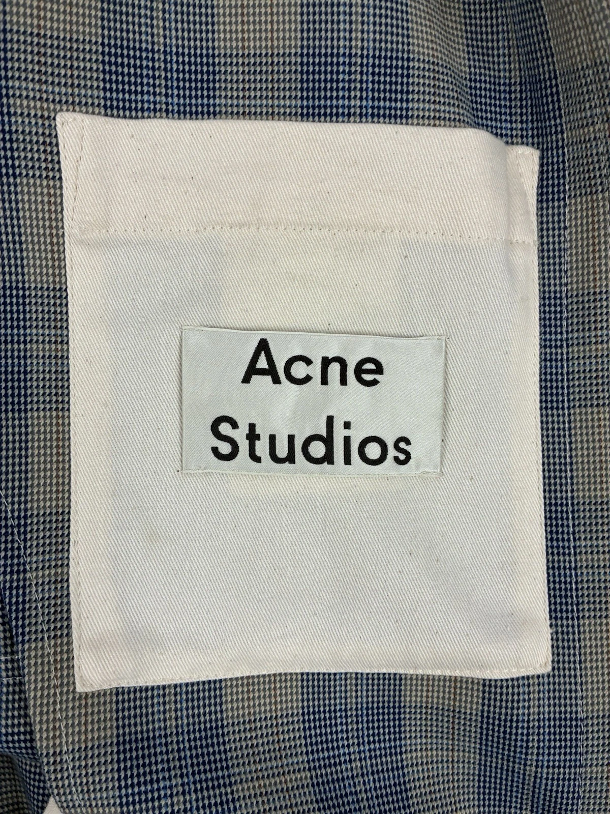 Acne Studios Plaid Jacket Blue & Taupe Two-Way Zipper Size 48 - product detail image 3