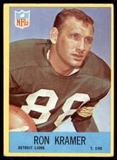 1967 Philadelphia Gum RON KRAMER DETROIT LIONS #65 VG/EX