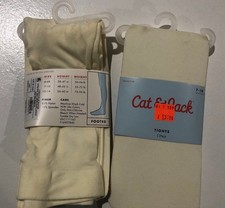 2 Pair Cat  Jack Tights Size 7-10 Ivory